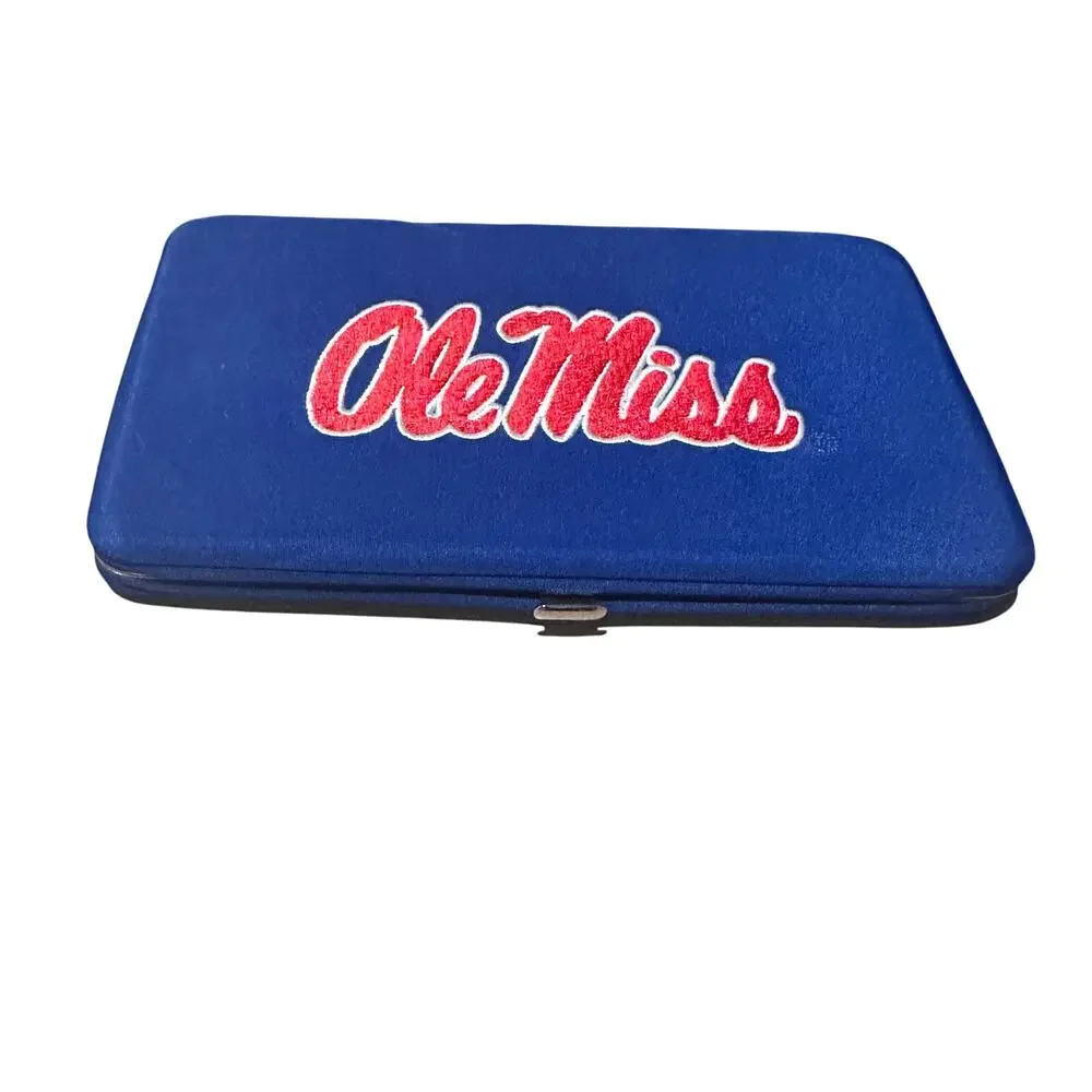 Ole Miss Rebels Collegiate Flat Wallet Card Slots Blue Red College‎ University